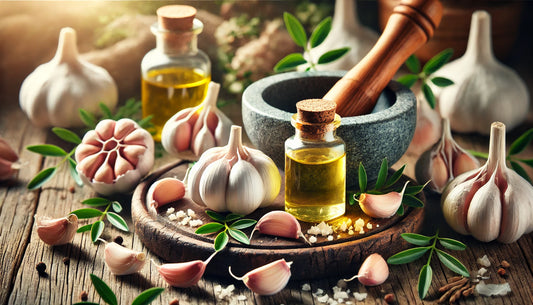 garlic bulbs and oils